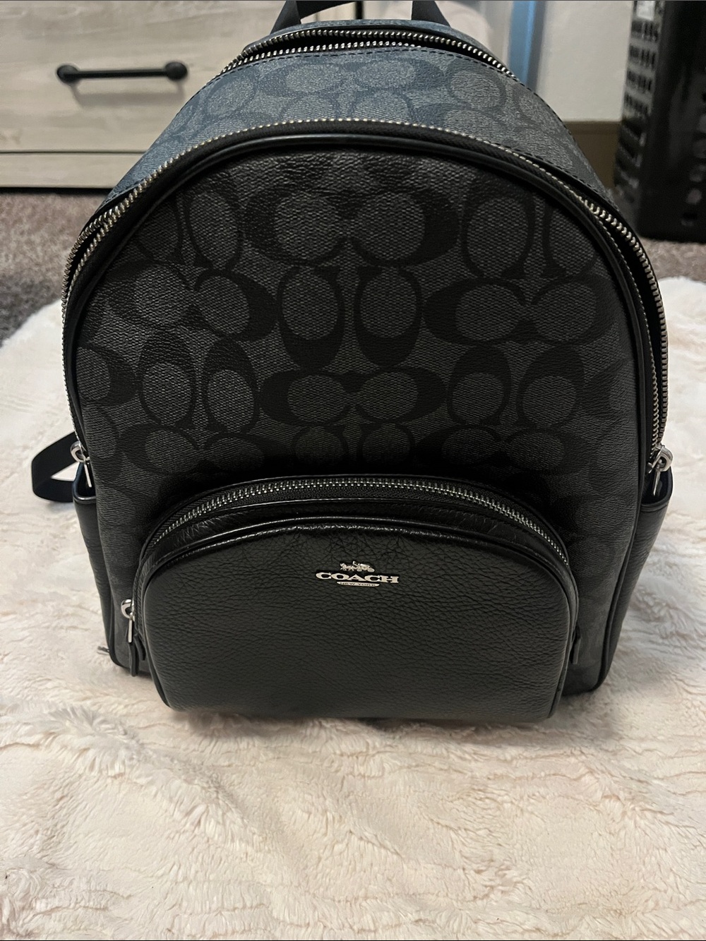 Coach Black Signature Canvas Mini Backpack